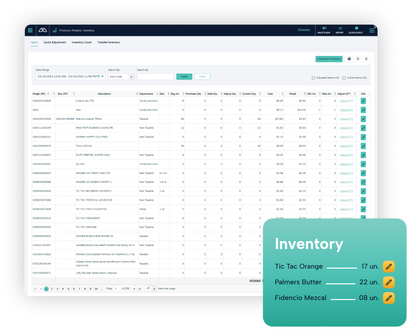 Screen displaying Modisoft inventory data report interface.