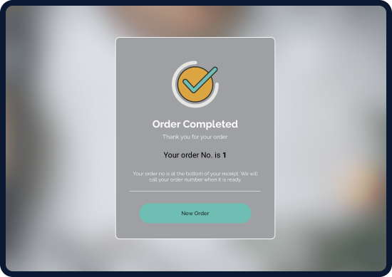 Screen displaying order completion interface.