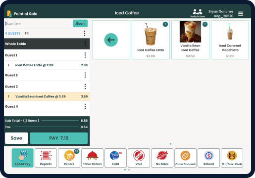 Screen displaying Modisoft point of sale payment interface.