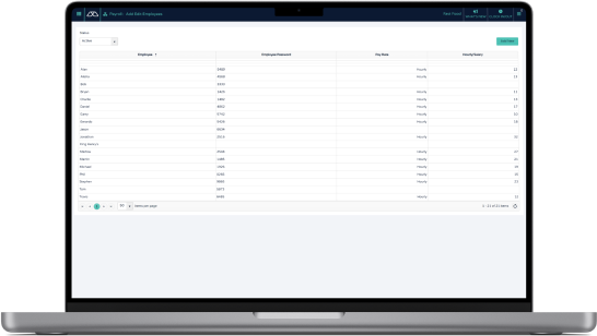 Screen displaying Modisoft employee payroll management interface.