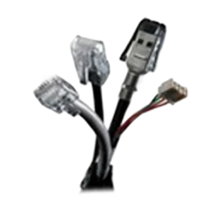 CD-101A cash drawer connection cable featuring multiple interface connectors used to connect compatible cash drawers to point-of-sale systems.