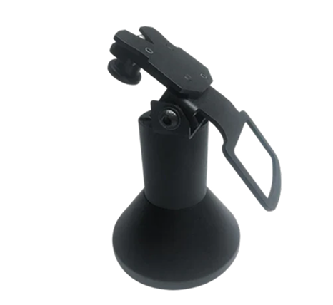 Black countertop stand designed for the Ingenico Lane 3600 payment terminal, featuring an angled mount and stable circular base.