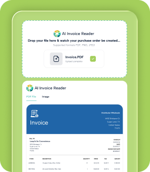 AI invoice processing dashboard showing invoice upload, document extraction, and automated invoice data management.