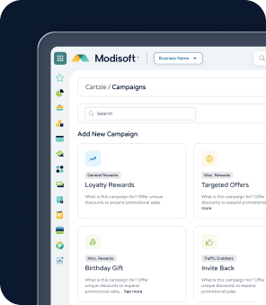 Cartzie loyalty dashboard showing campaign management, targeted offers, loyalty rewards, and customer engagement tools.